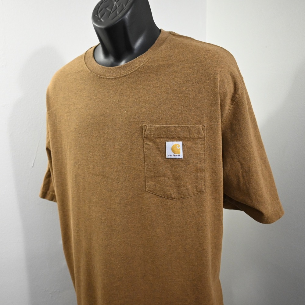 Carhartt‎ K87 Pocket T-Shirt Mens 2XL Loose Fit Brown Short Sleeve